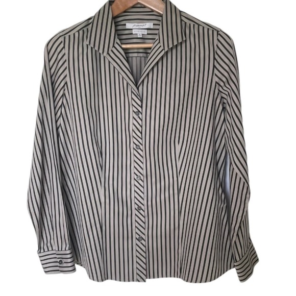 Foxcroft Tops - Foxcroft Heritage Cotton Non-Iron Chic Stripe Button Down Blouse Size 10